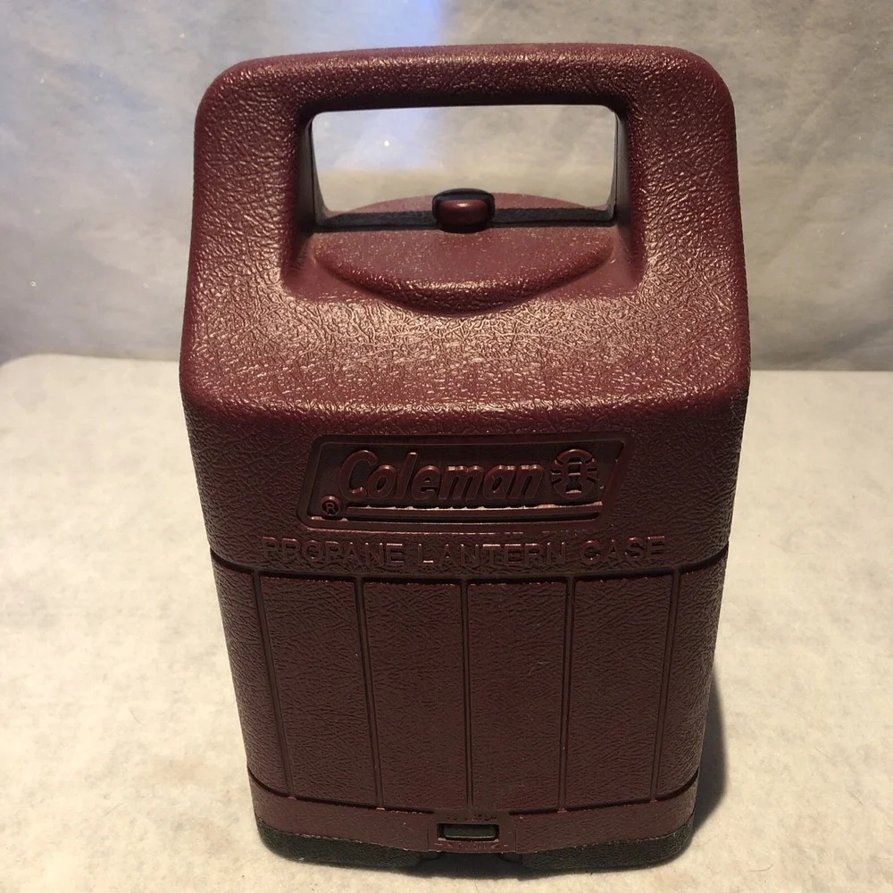 Coleman Propane Lantern Case Red Plastic Two Piece Made In USA Camping Gear Used